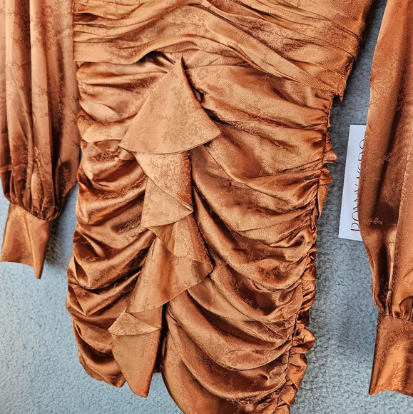 Rony Kobo Womens Orange Rust Carissa Mini Cocktail Club Dress Sz Xs Party FLAWS - Picture 6 of 15